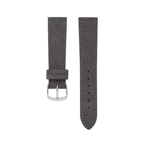 Dark Grey Suede Leather Watch Strap and Pouch Bundle