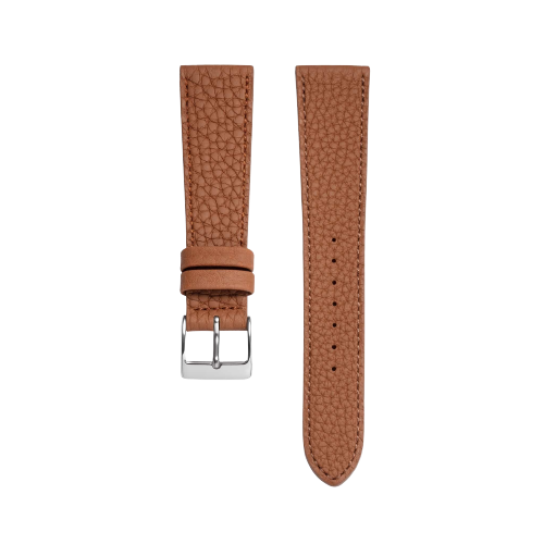 Brown Structured Calf Leather Watch Strap and Pouch Bundle